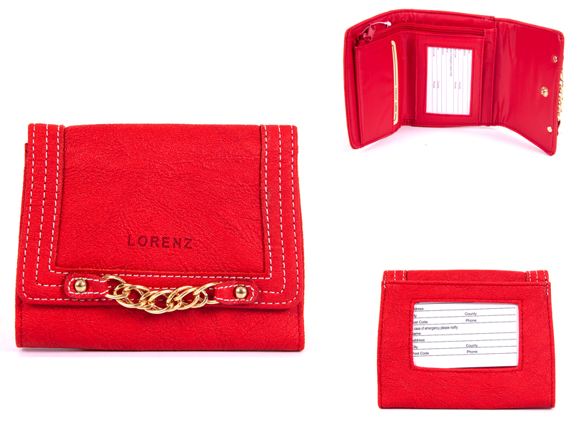 (image for) 7457 RED PU PURSE WITH POPPERED FRONT & CHAIN DETAIL